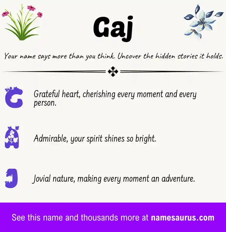 Acrostic poem about Gaj.
