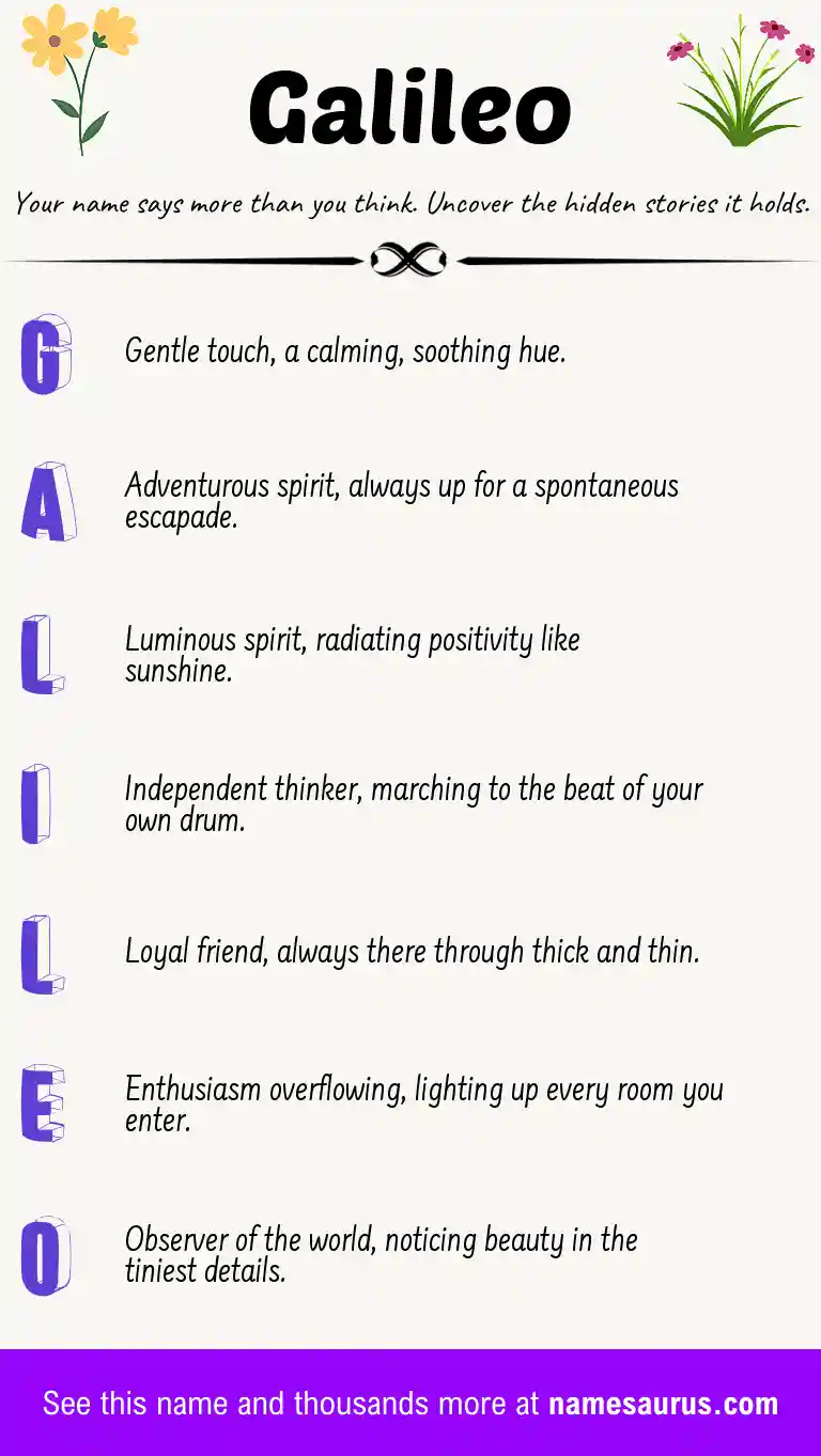 Acrostic poem about Galileo.