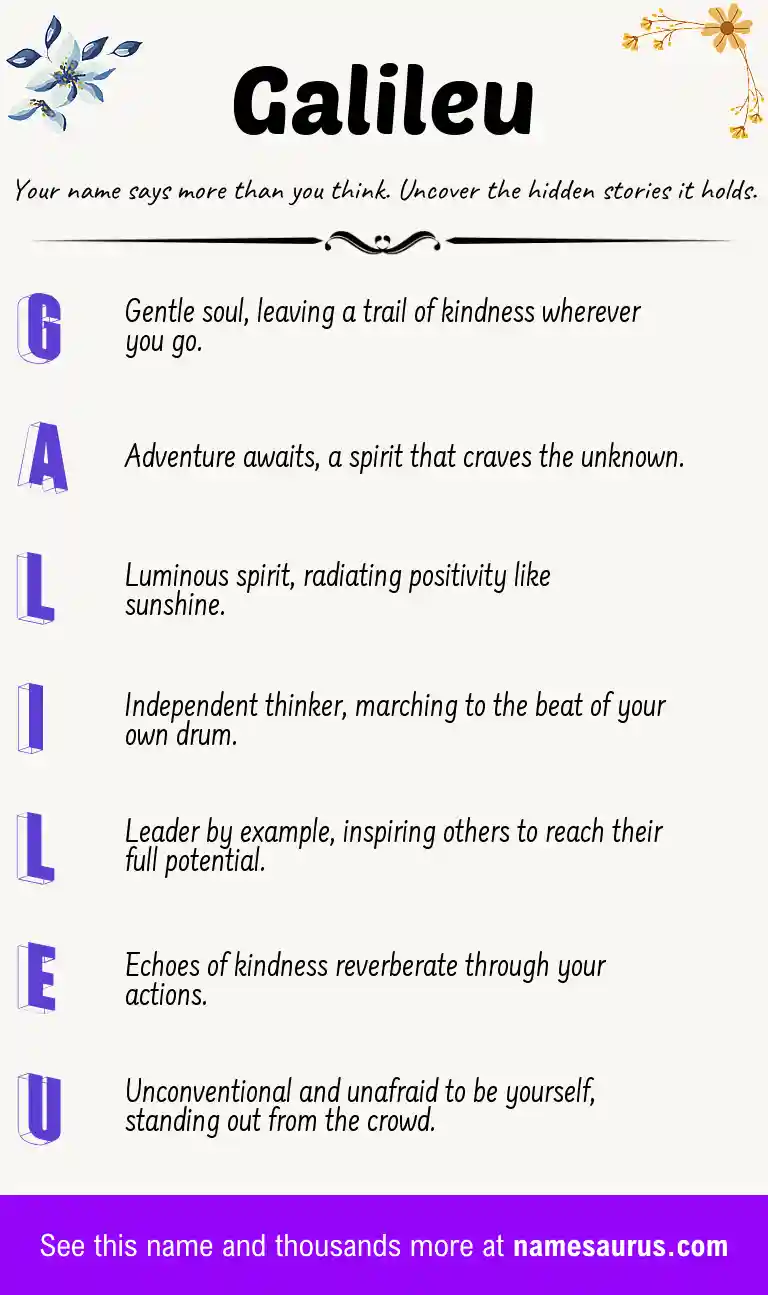 Acrostic poem about Galileu.