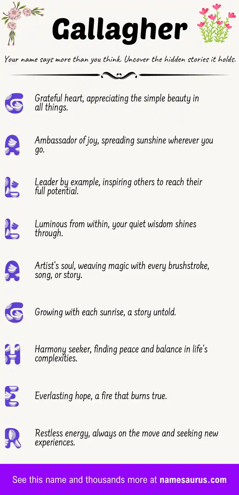 Acrostic poem about Gallagher.