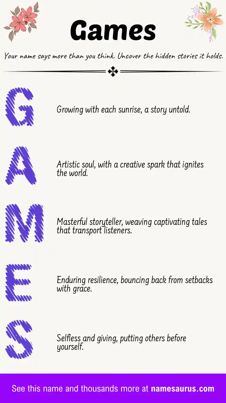 Acrostic poem about Games.