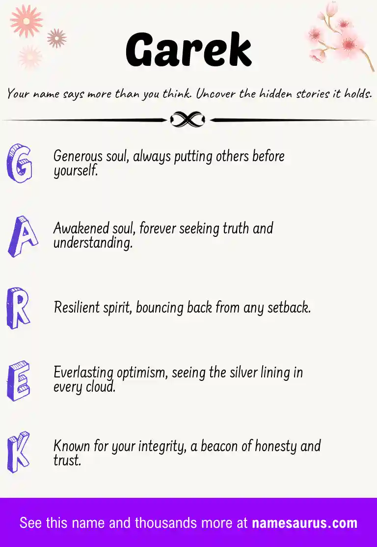 Acrostic poem about Garek.