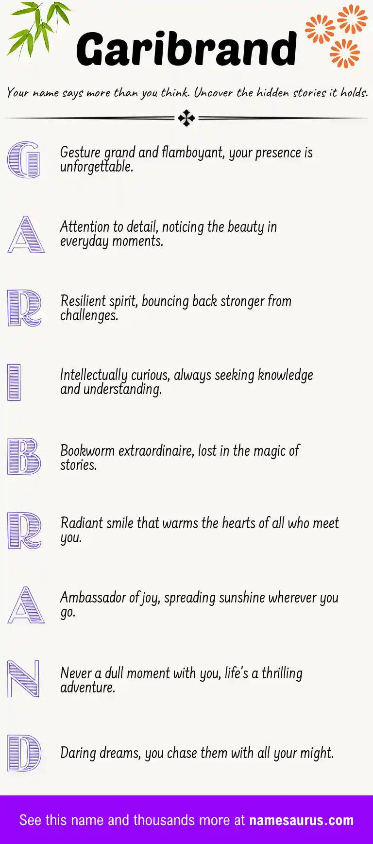 Acrostic poem about Garibrand.
