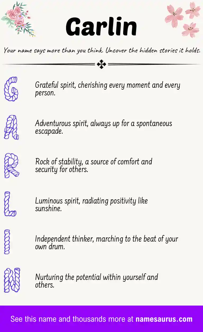 Acrostic poem about Garlin.