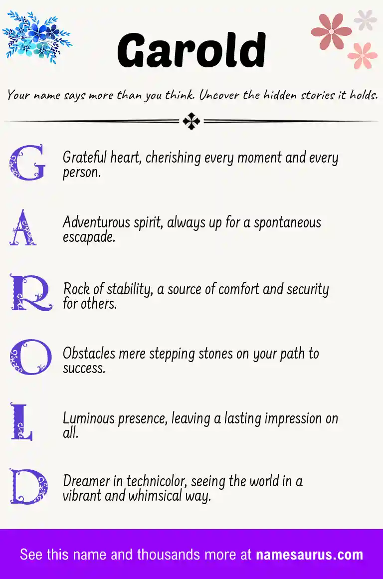 Acrostic poem about Garold.