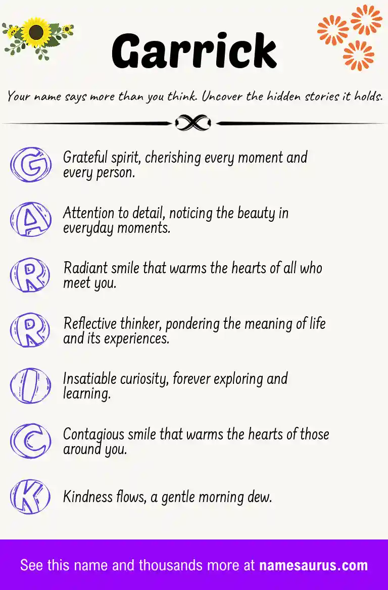 Acrostic poem about Garrick.