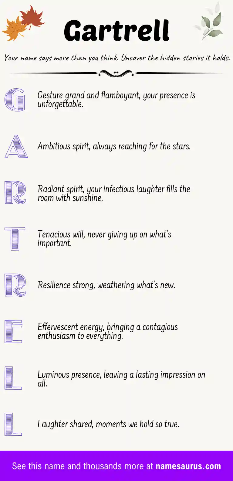Acrostic poem about Gartrell.