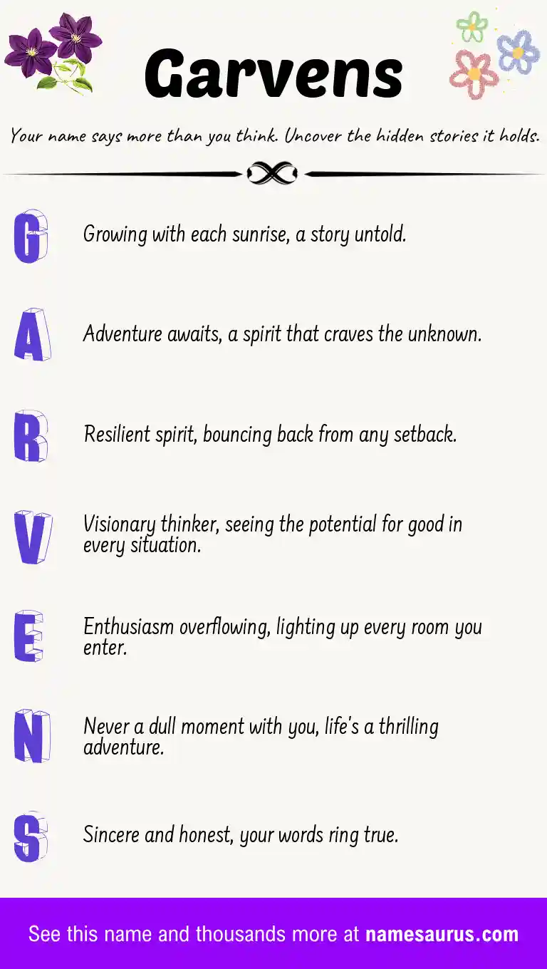 Acrostic poem about Garvens.