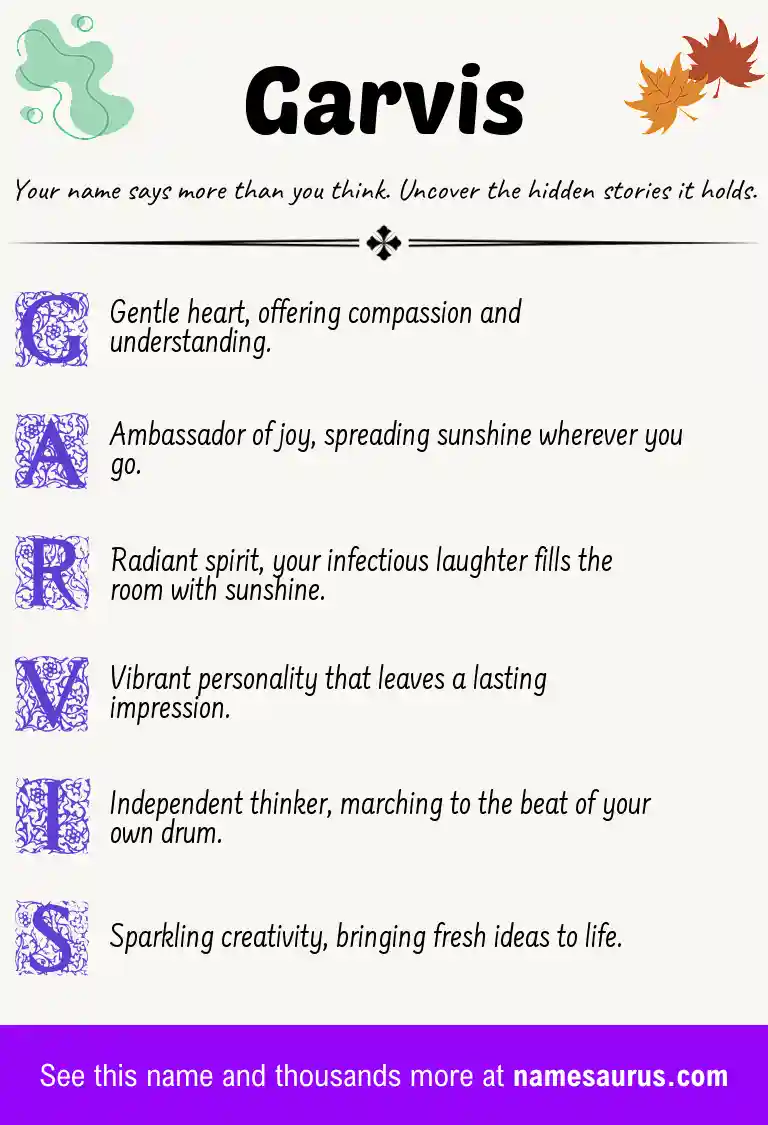 Acrostic poem about Garvis.