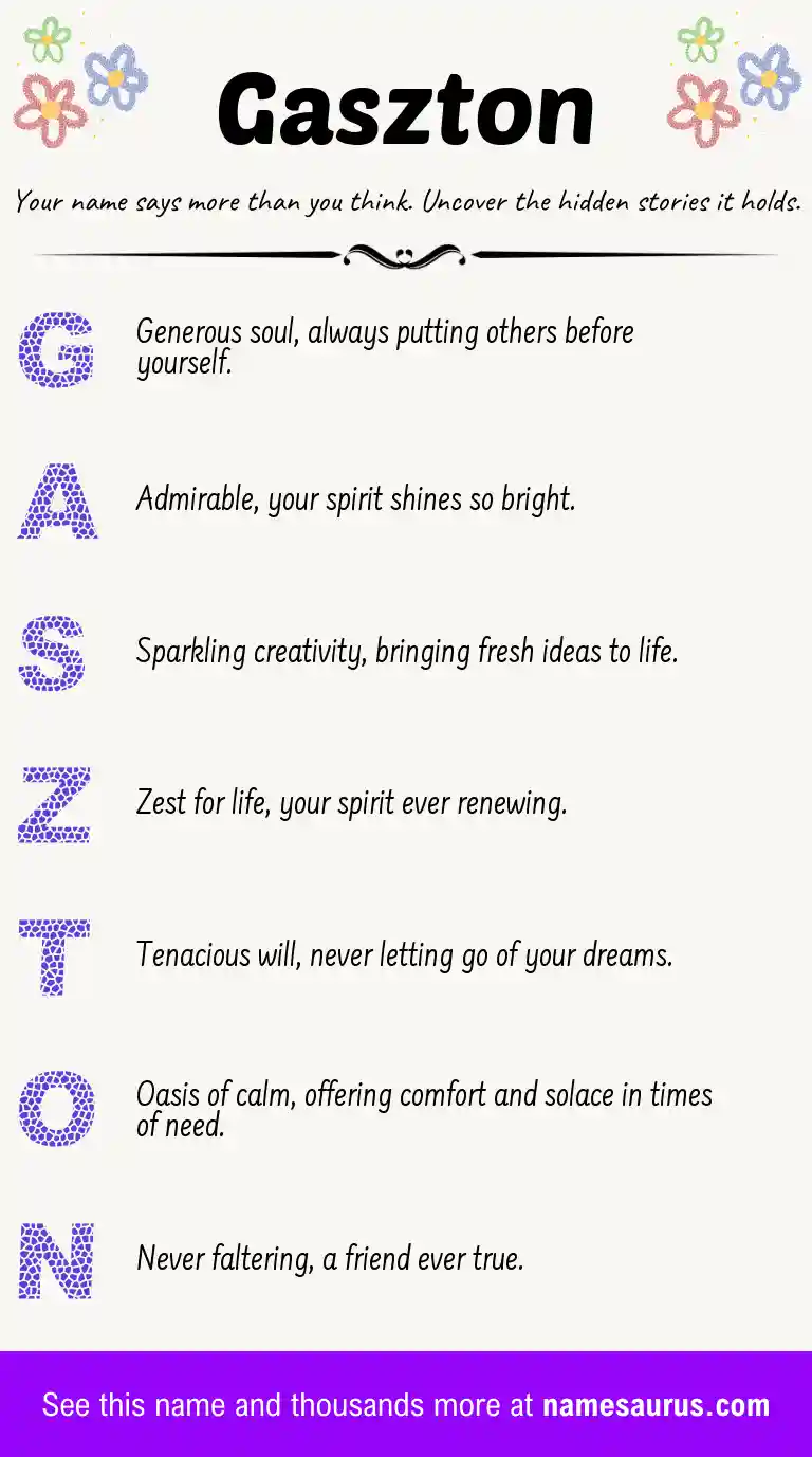 Acrostic poem about Gaszton.