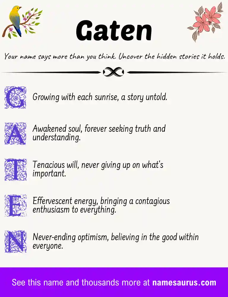 Acrostic poem about Gaten.