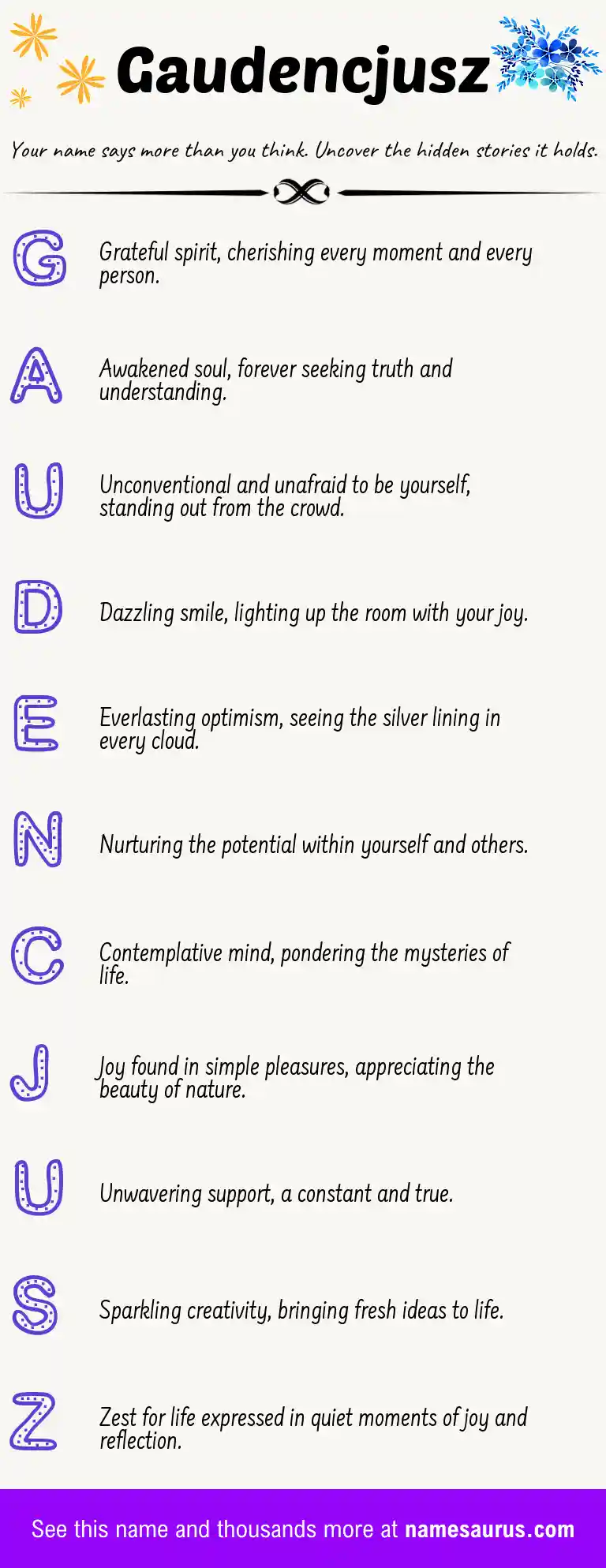 Acrostic poem about Gaudencjusz.