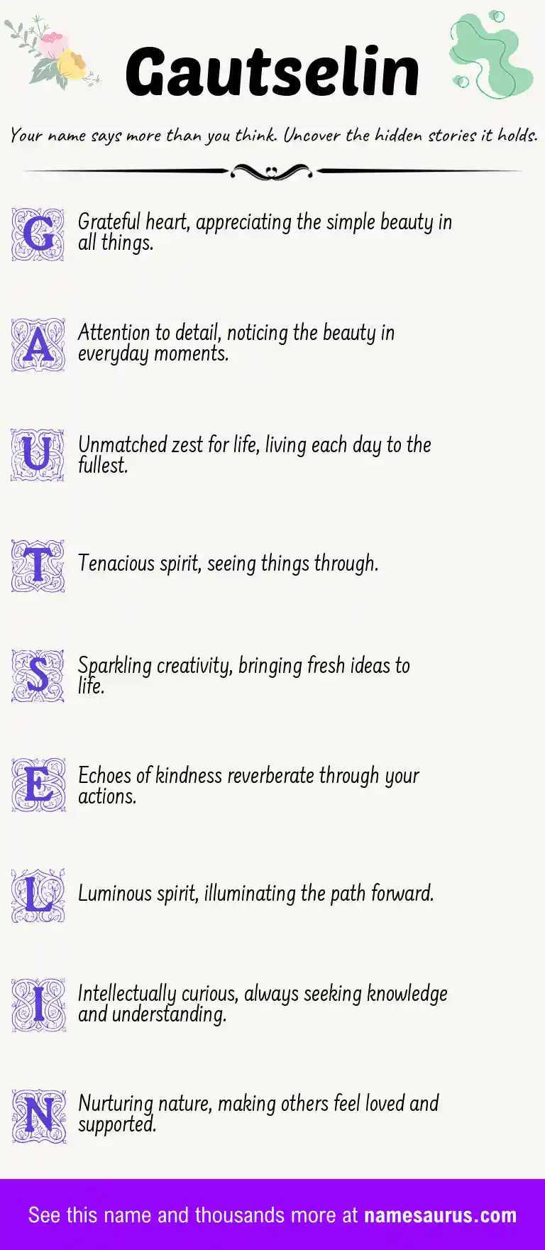Acrostic poem about Gautselin.