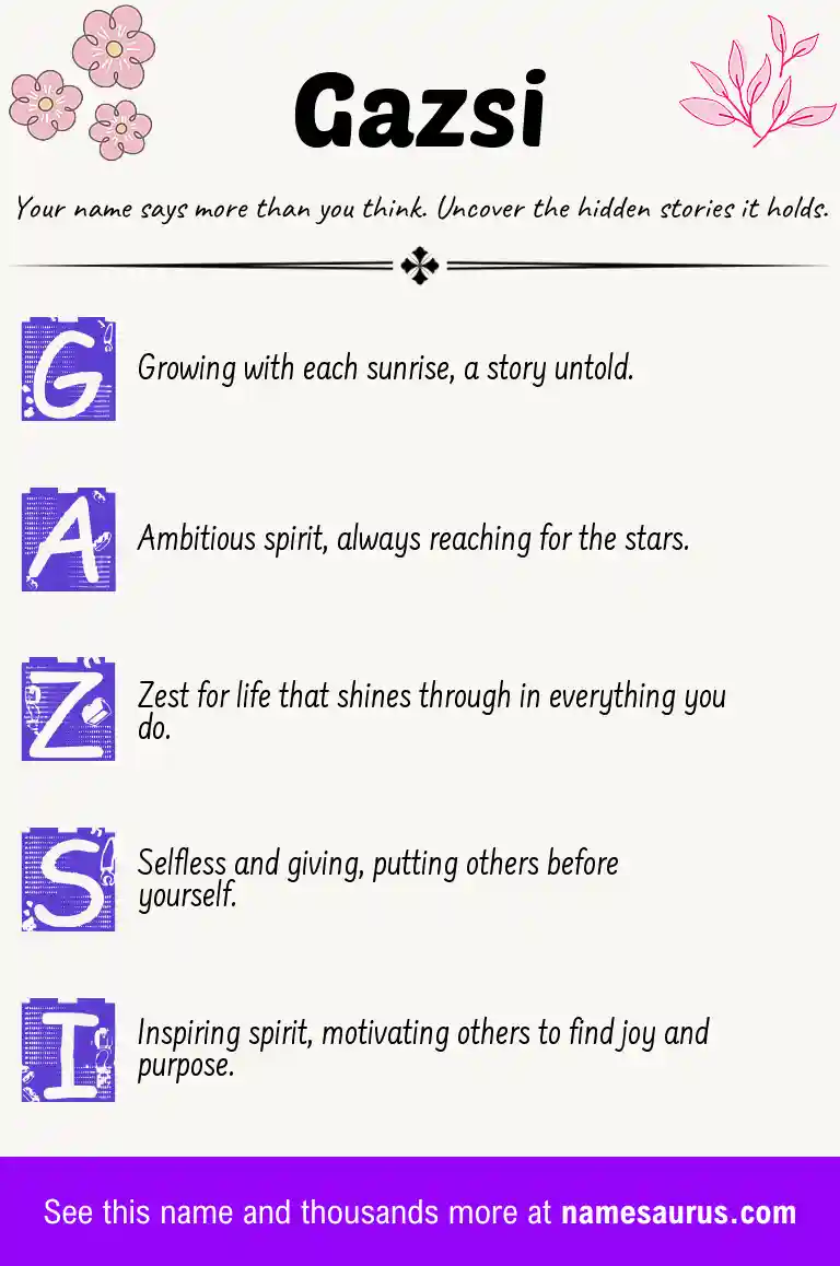 Acrostic poem about Gazsi.