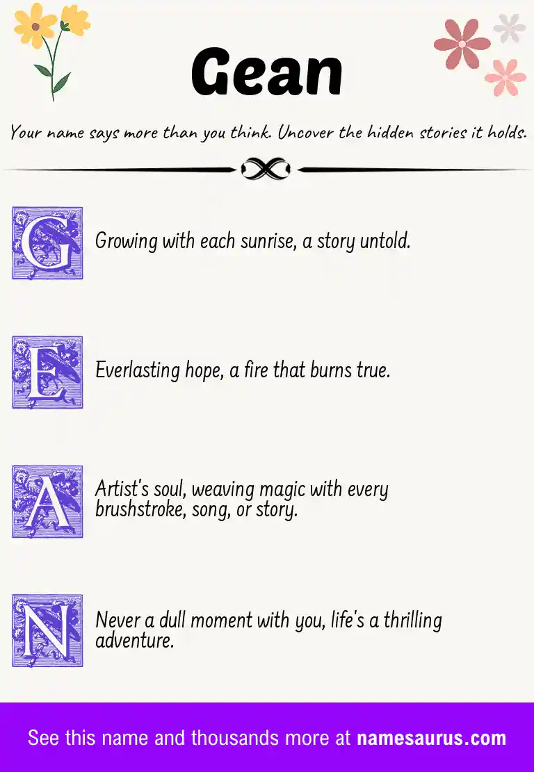 Acrostic poem about Gean.