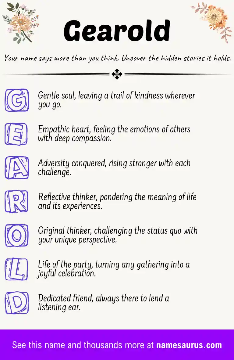 Acrostic poem about Gearold.