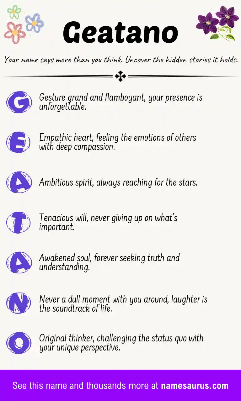 Acrostic poem about Geatano.