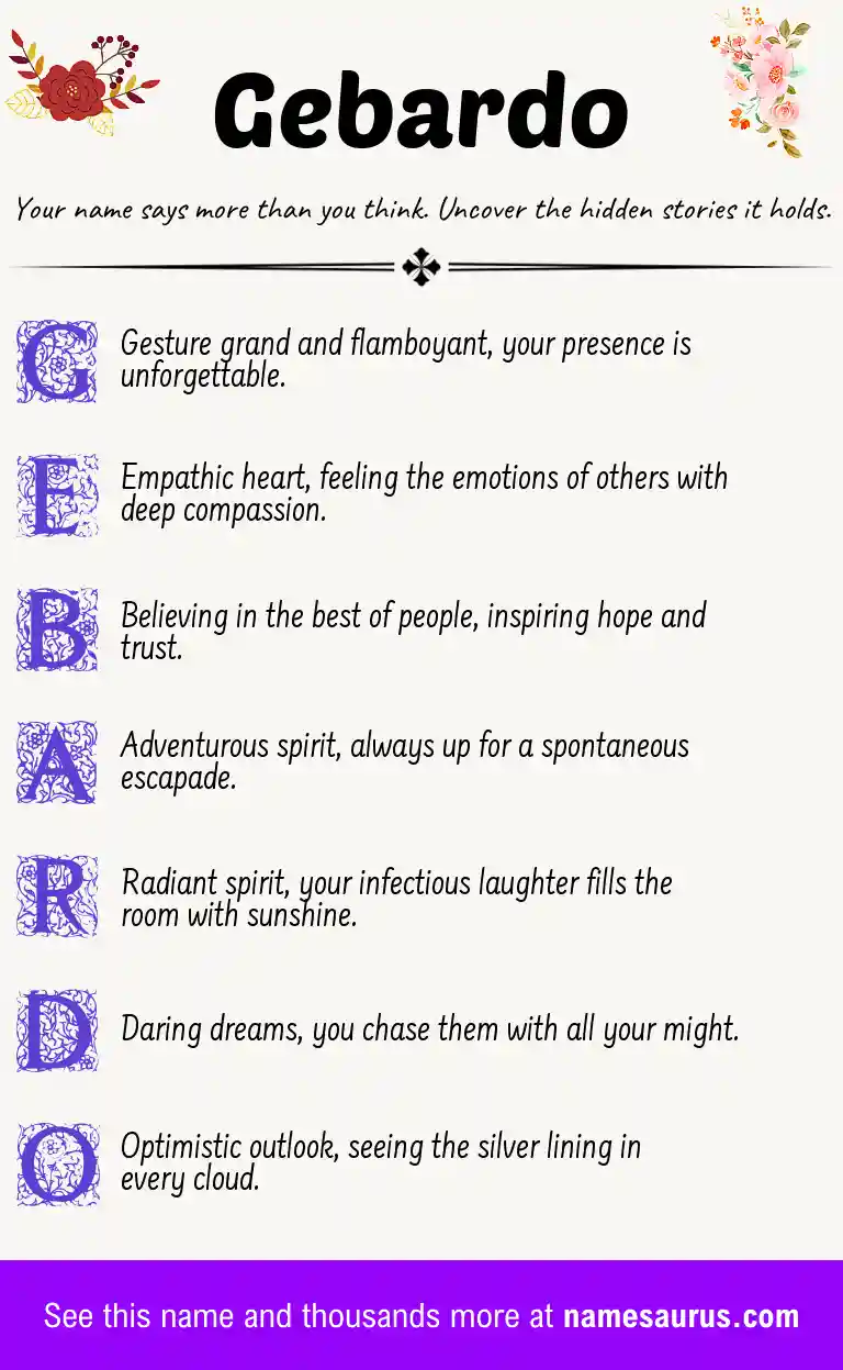 Acrostic poem about Gebardo.