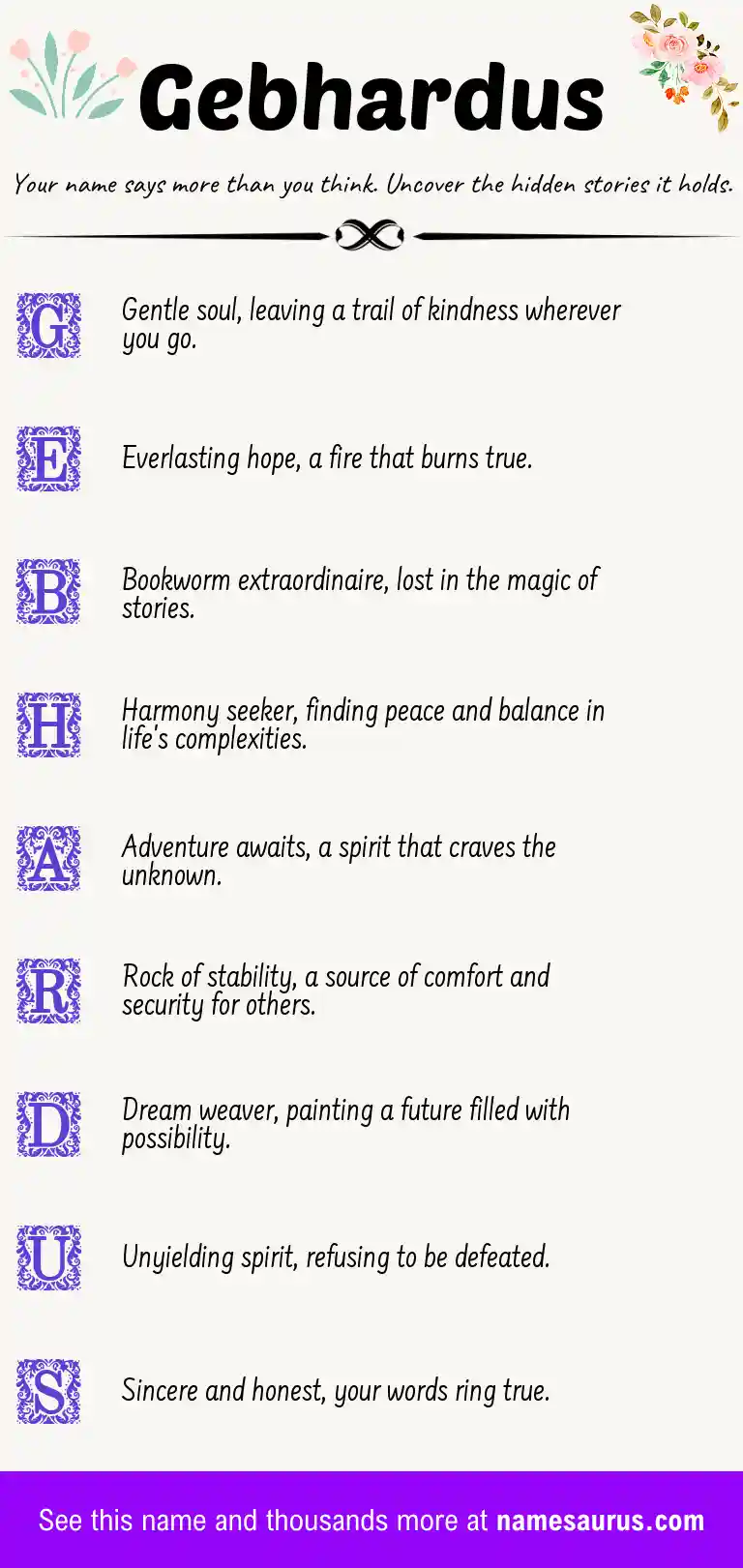 Acrostic poem about Gebhardus.
