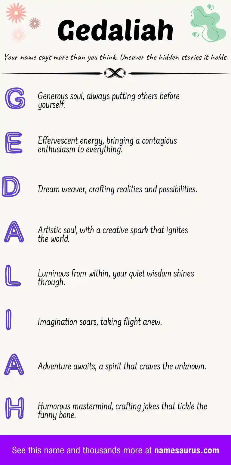 Acrostic poem about Gedaliah.