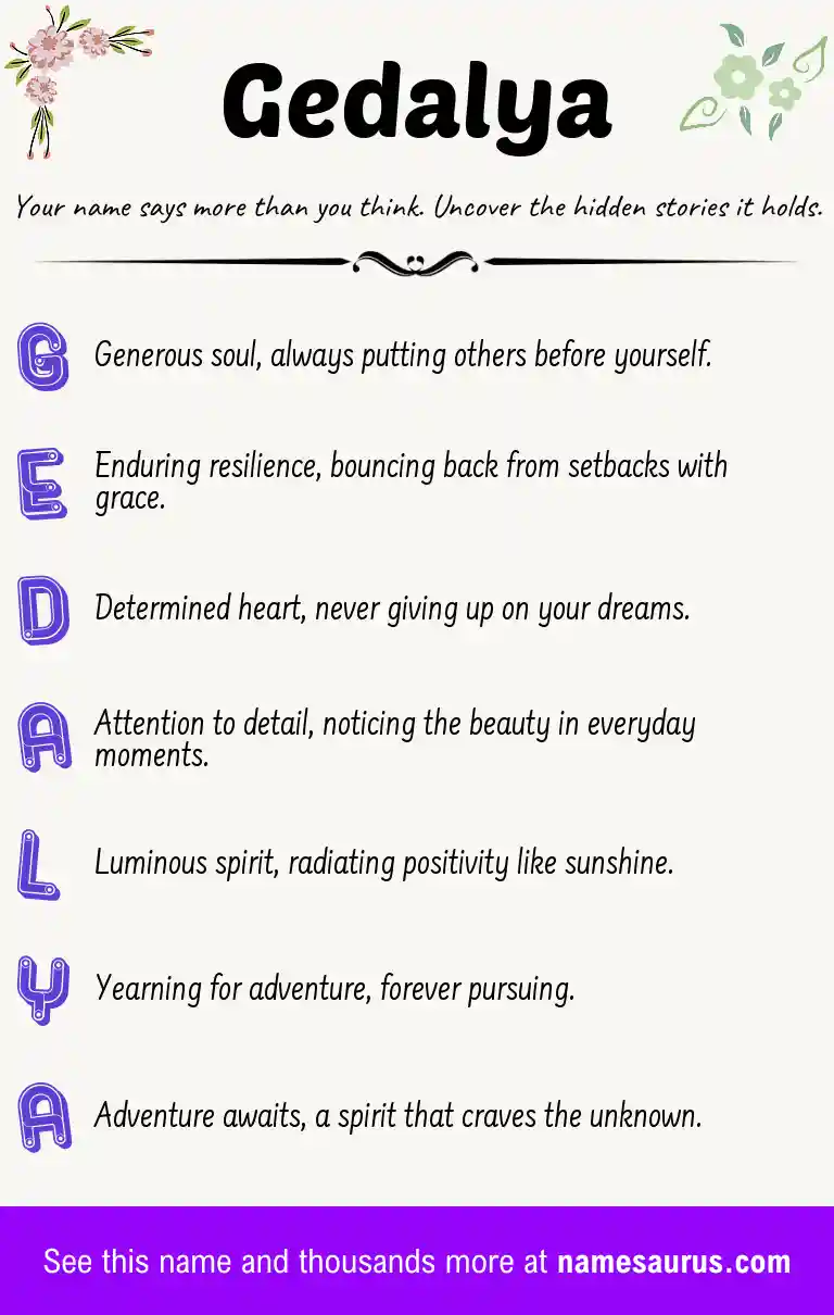 Acrostic poem about Gedalya.