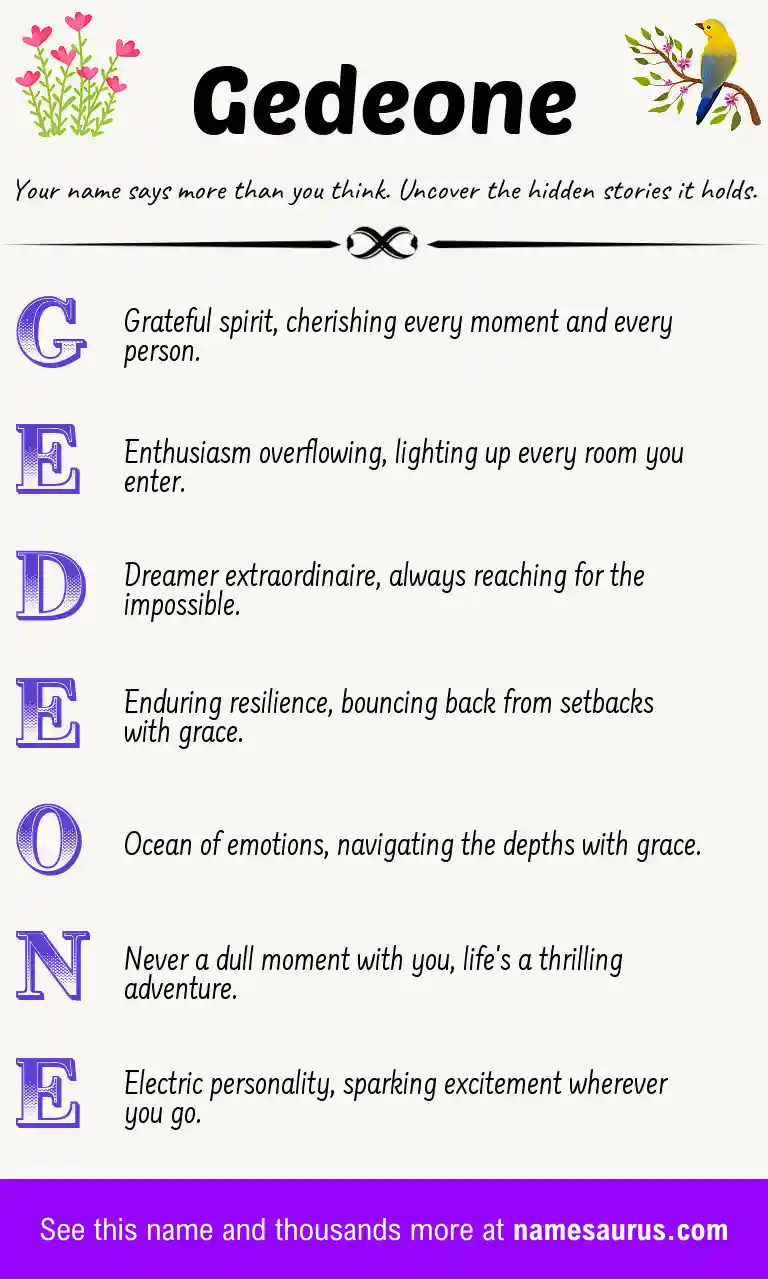 Acrostic poem about Gedeone.