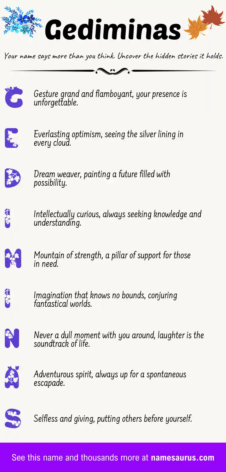 Acrostic poem about Gediminas.