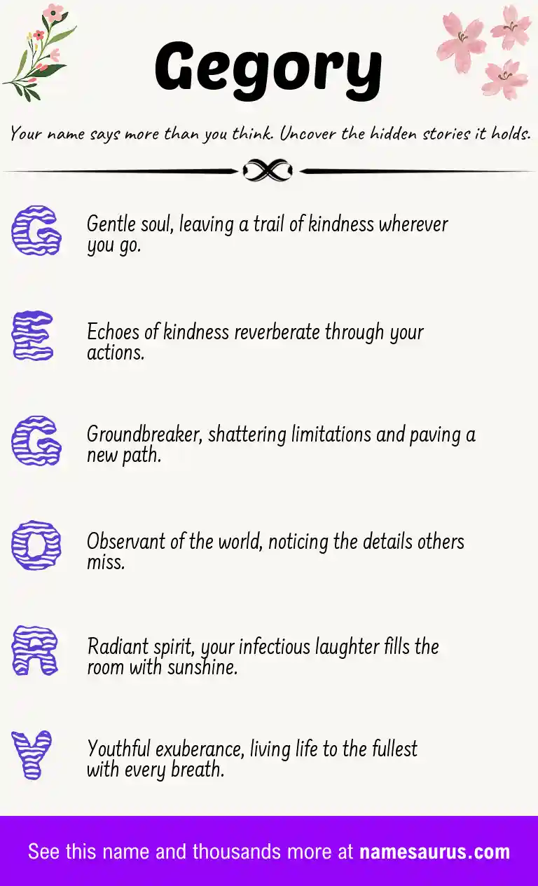 Acrostic poem about Gegory.
