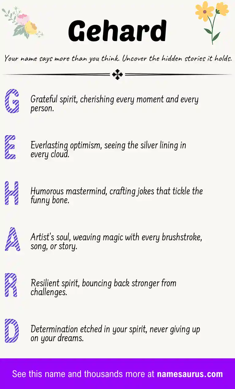 Acrostic poem about Gehard.