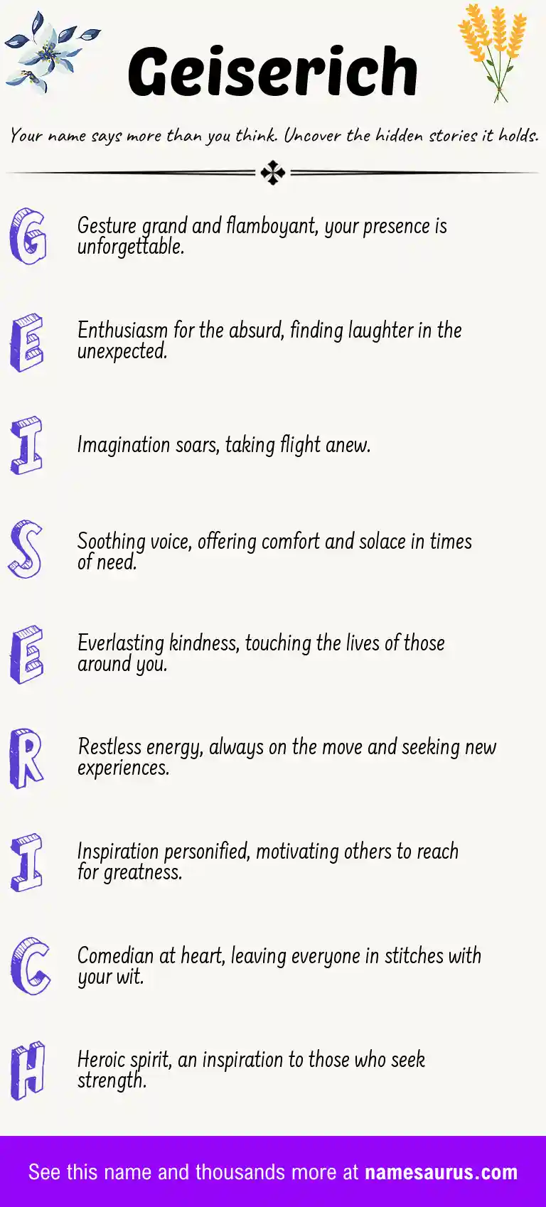 Acrostic poem about Geiserich.
