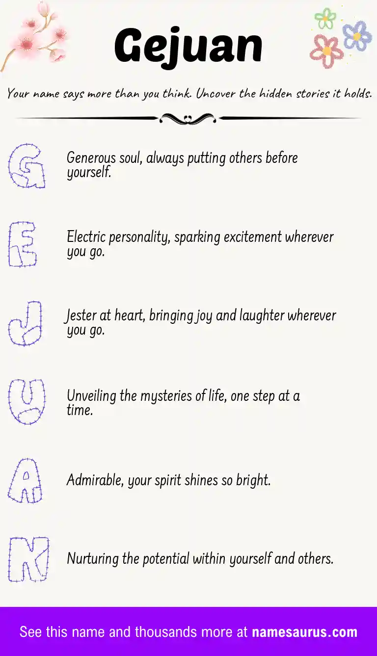Acrostic poem about Gejuan.