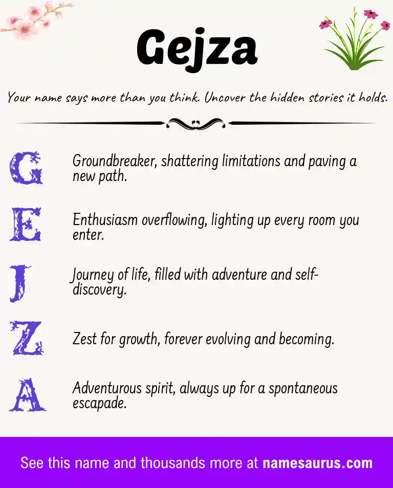 Acrostic poem about Gejza.