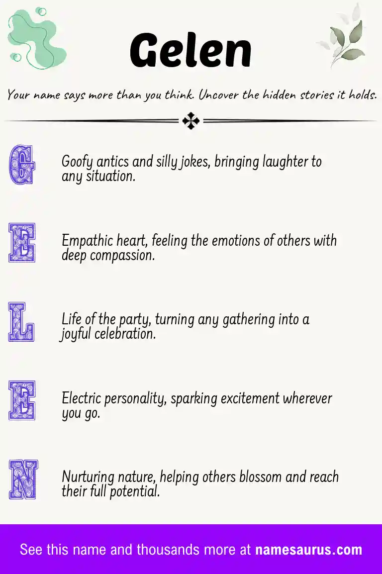 Acrostic poem about Gelen.