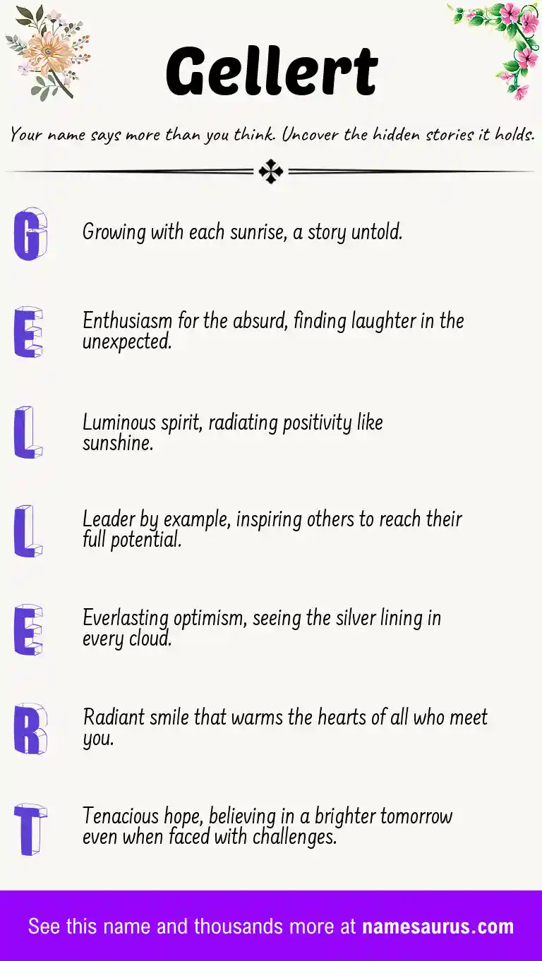 Acrostic poem about Gellert.