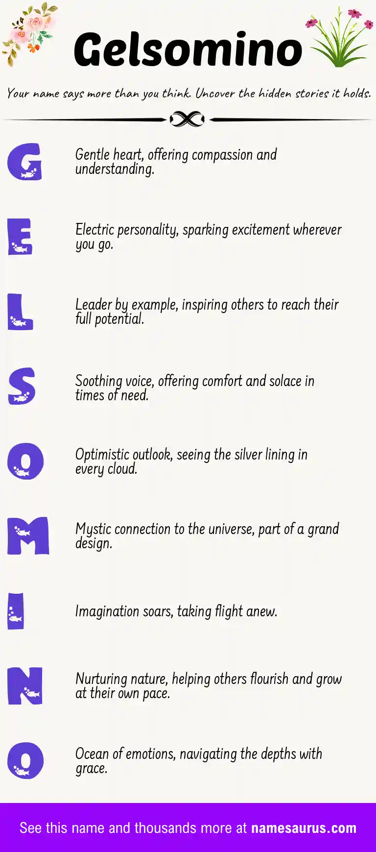 Acrostic poem about Gelsomino.