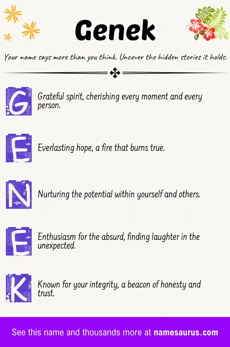 Acrostic poem about Genek.