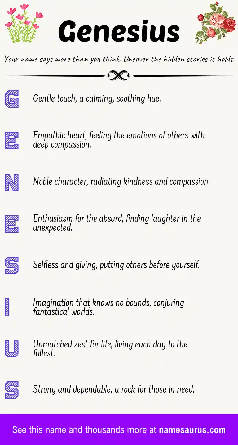 Acrostic poem about Genesius.