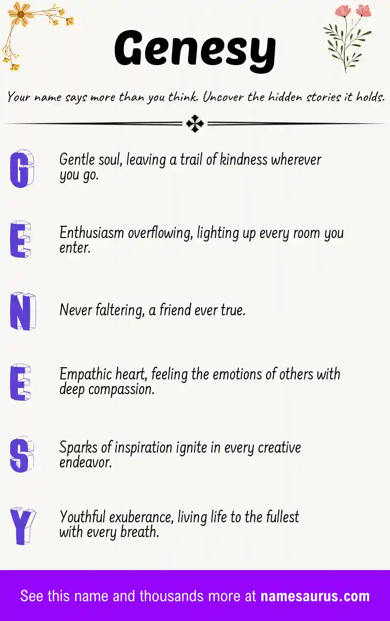 Acrostic poem about Genesy.