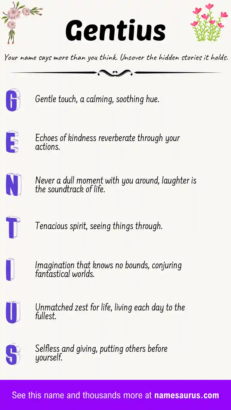 Acrostic poem about Gentius.