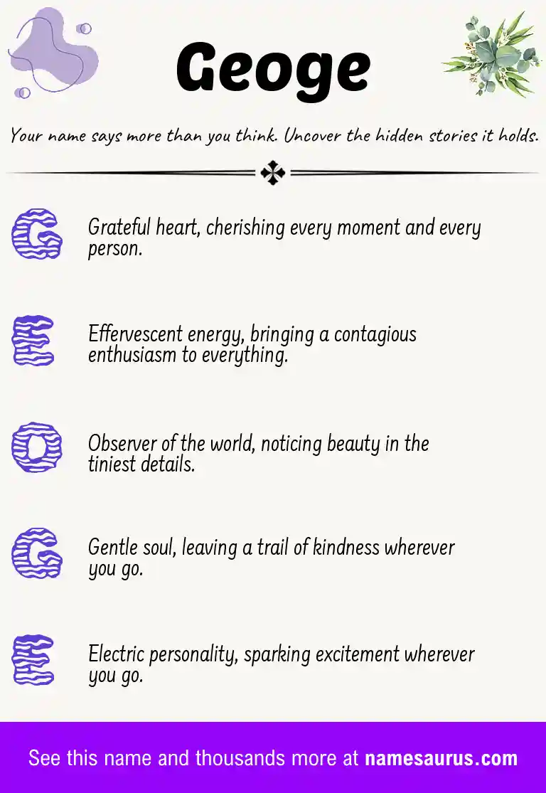 Acrostic poem about Geoge.