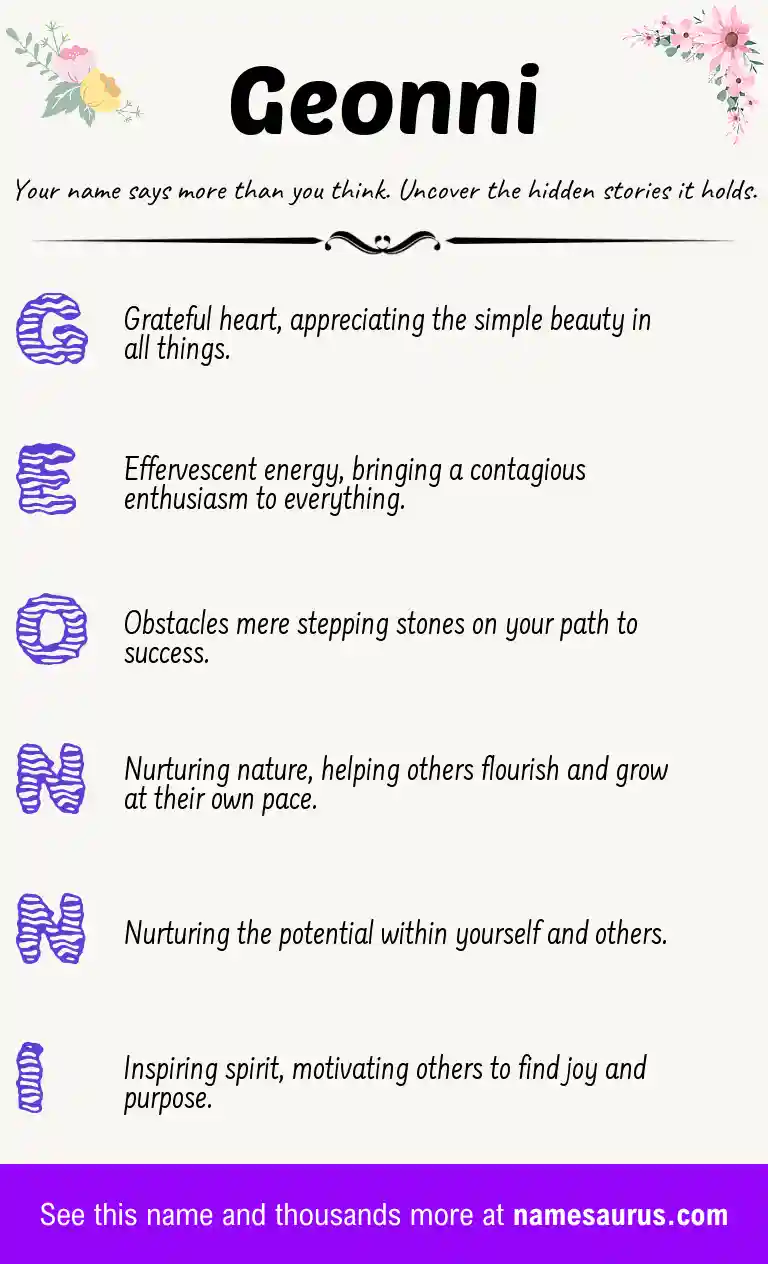 Acrostic poem about Geonni.
