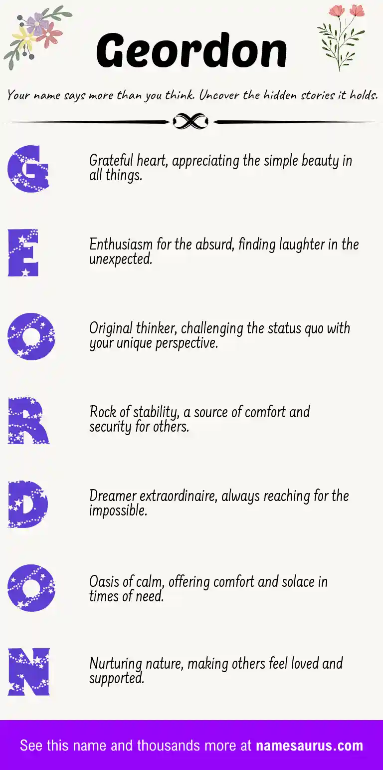Acrostic poem about Geordon.