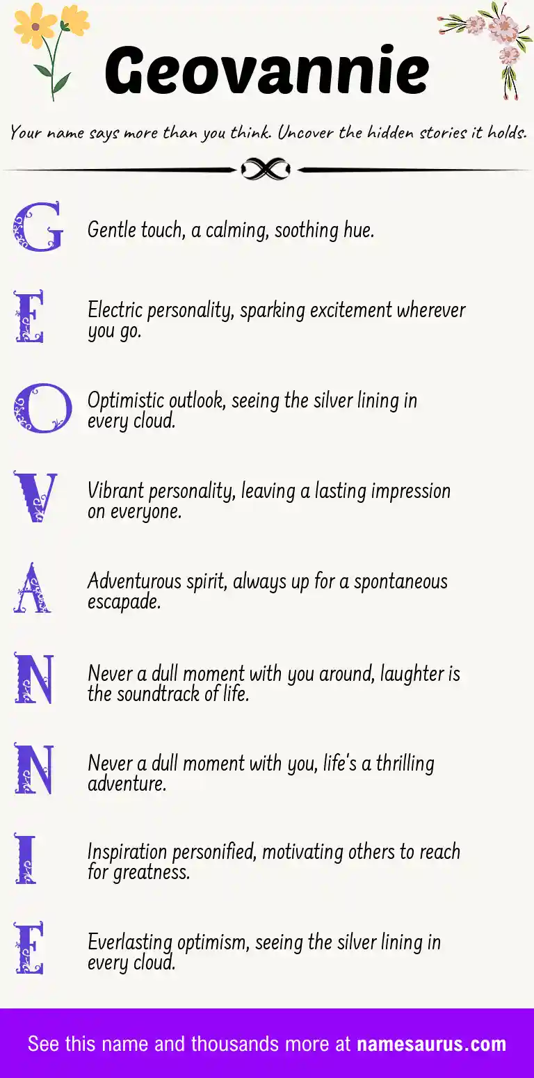 Acrostic poem about Geovannie.