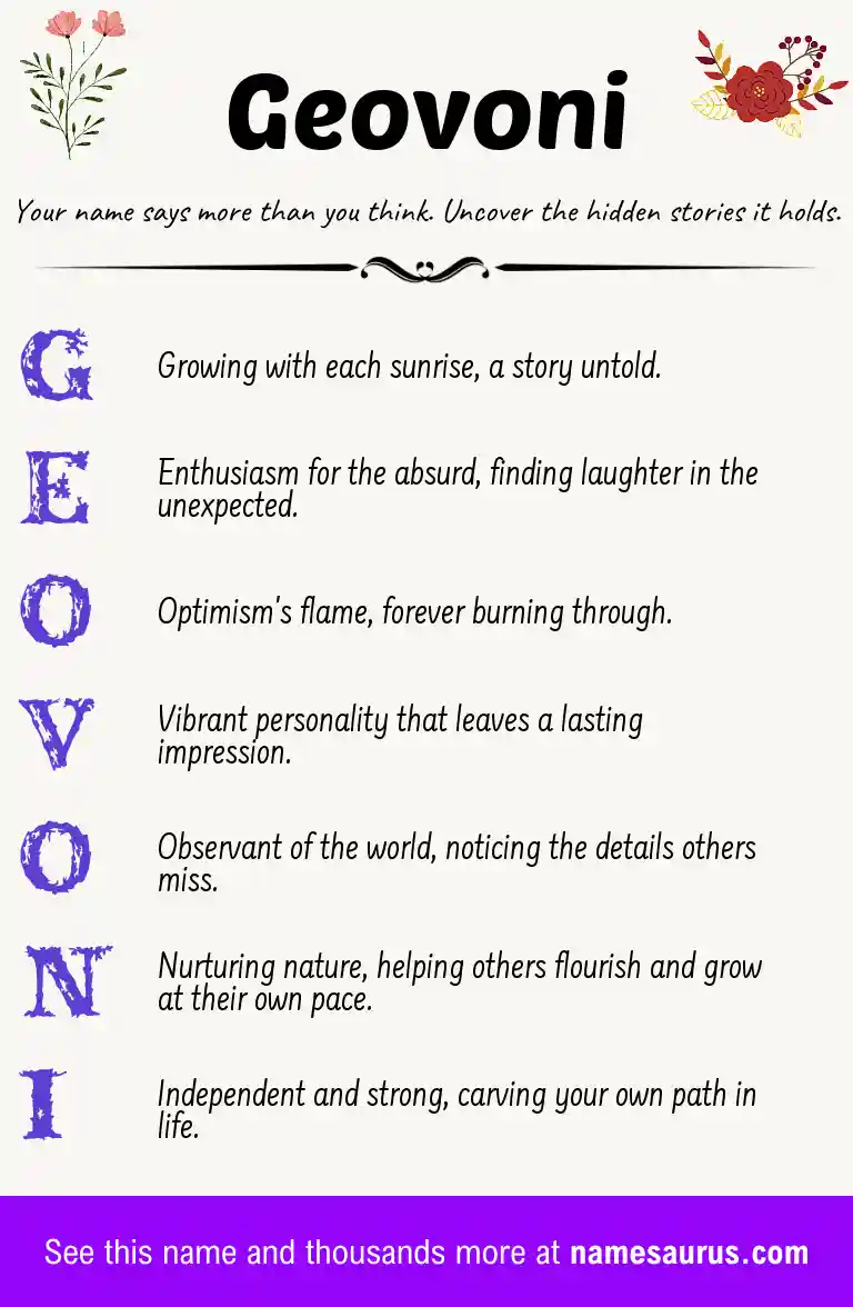 Acrostic poem about Geovoni.