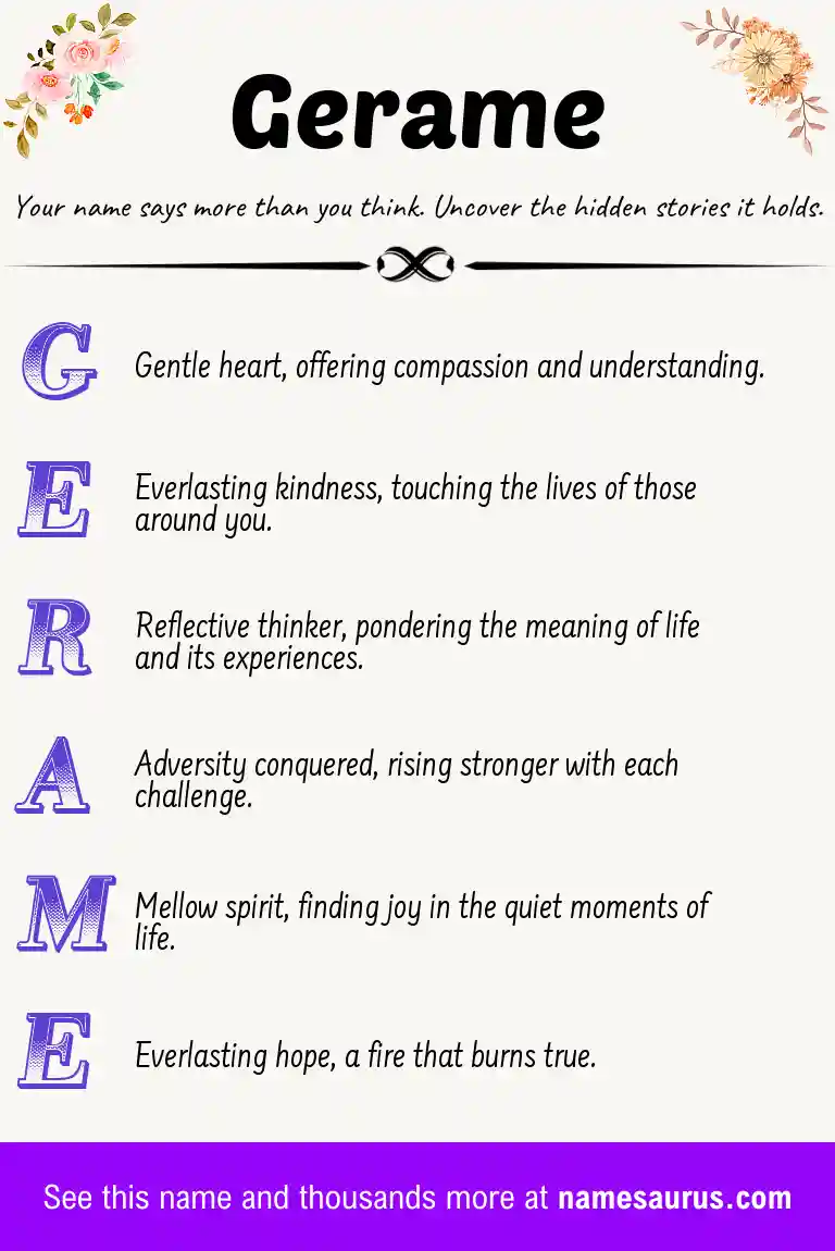 Acrostic poem about Gerame.