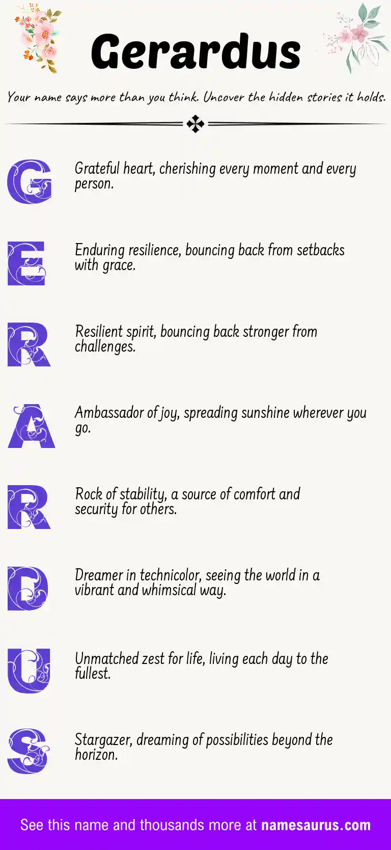 Acrostic poem about Gerardus.