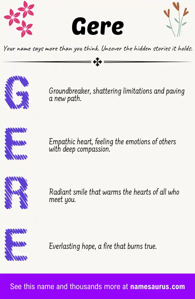 Acrostic poem about Gere.