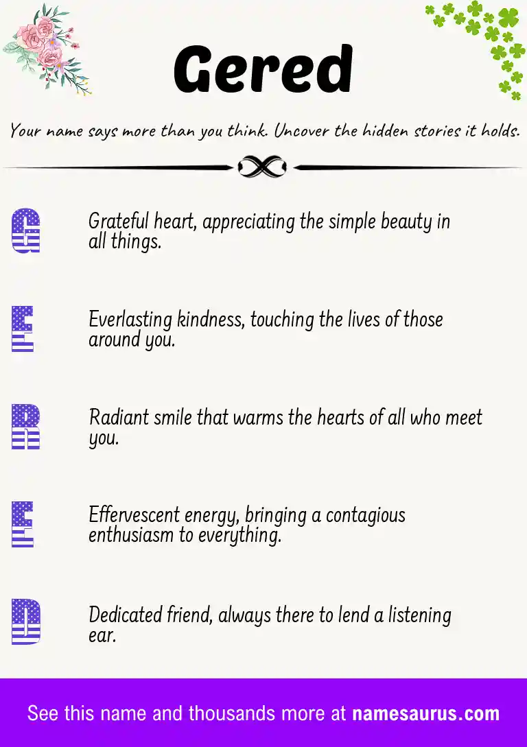 Acrostic poem about Gered.