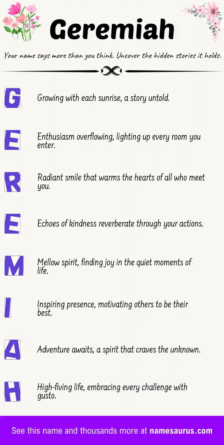 Acrostic poem about Geremiah.