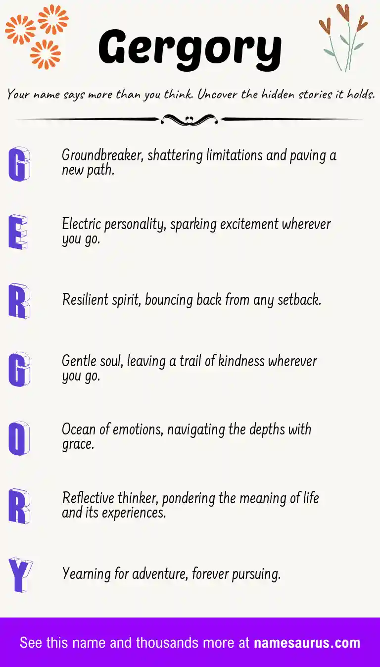 Acrostic poem about Gergory.